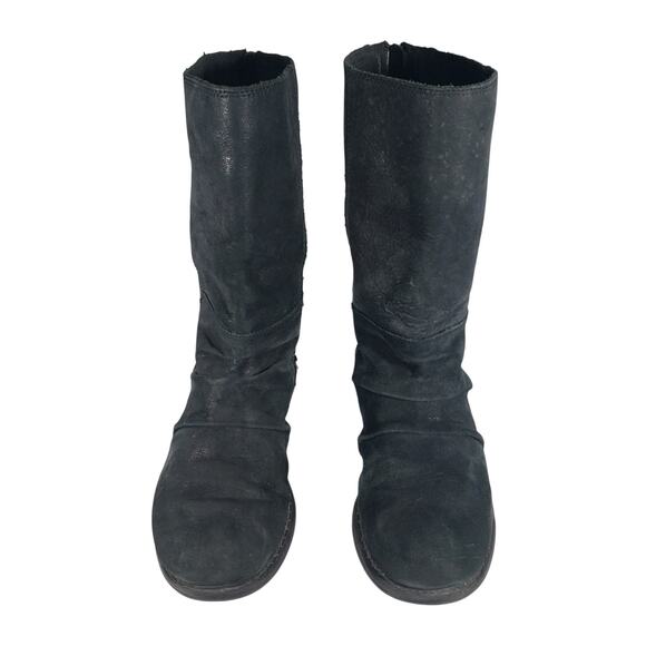 REBA! BLACK GENUINE LEATHER & SUEDE JEWELED & STUDDED MOTO ANKLE BOOTS! SZ 6M - Picture 4 of 12